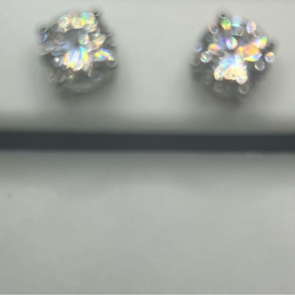 2.40 CTW Moissanite Stud Earrings Sterling Silver Diamond Look - Picture 3 of 6